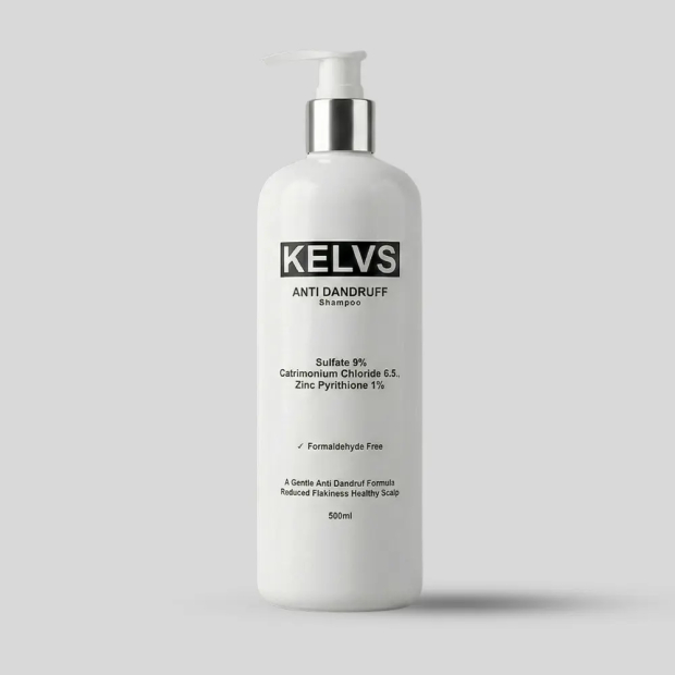 KELVS Anti-Dandruff Shampoo | Zinc Pyrithione & Cetrimonium Chloride | Eliminate Flakes & Soothe Scalp