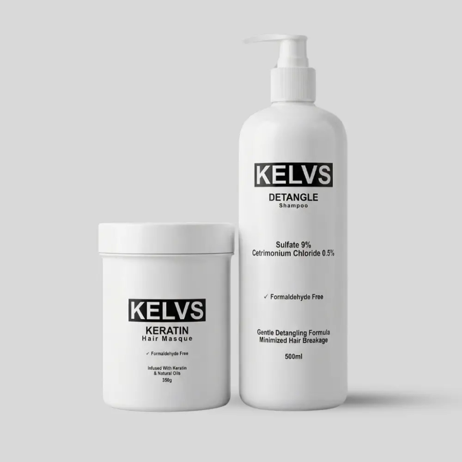 KELVS Hair Repair Combo | Detangle Shampoo + Keratin Hair Masque | Repair, Detangle & Eliminate Frizz