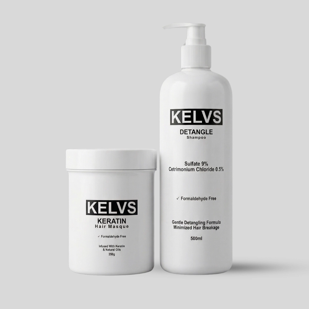 KELVS Hair Repair Combo | Detangle Shampoo + Keratin Hair Masque | Repair, Detangle & Eliminate Frizz