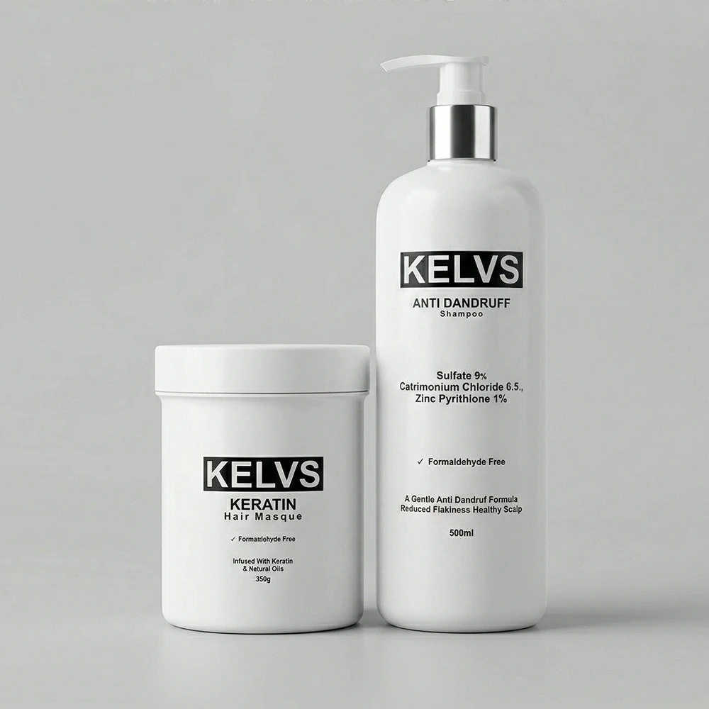 KELVS Scalp & Hair Repair Combo | Anti-Dandruff Shampoo + Keratin Hair Masque | Clear Scalp & Restore Hair